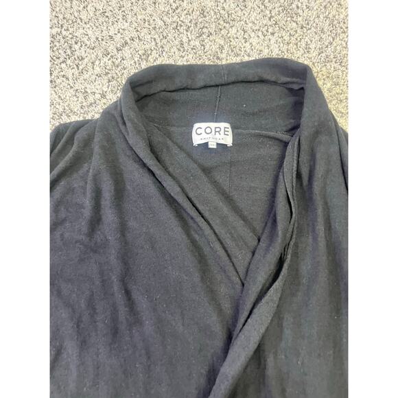 Core Knit Silk/Wool Cardigan Open Drapey Hem Duster Size XS, Quiet Luxury Black - Picture 2 of 11